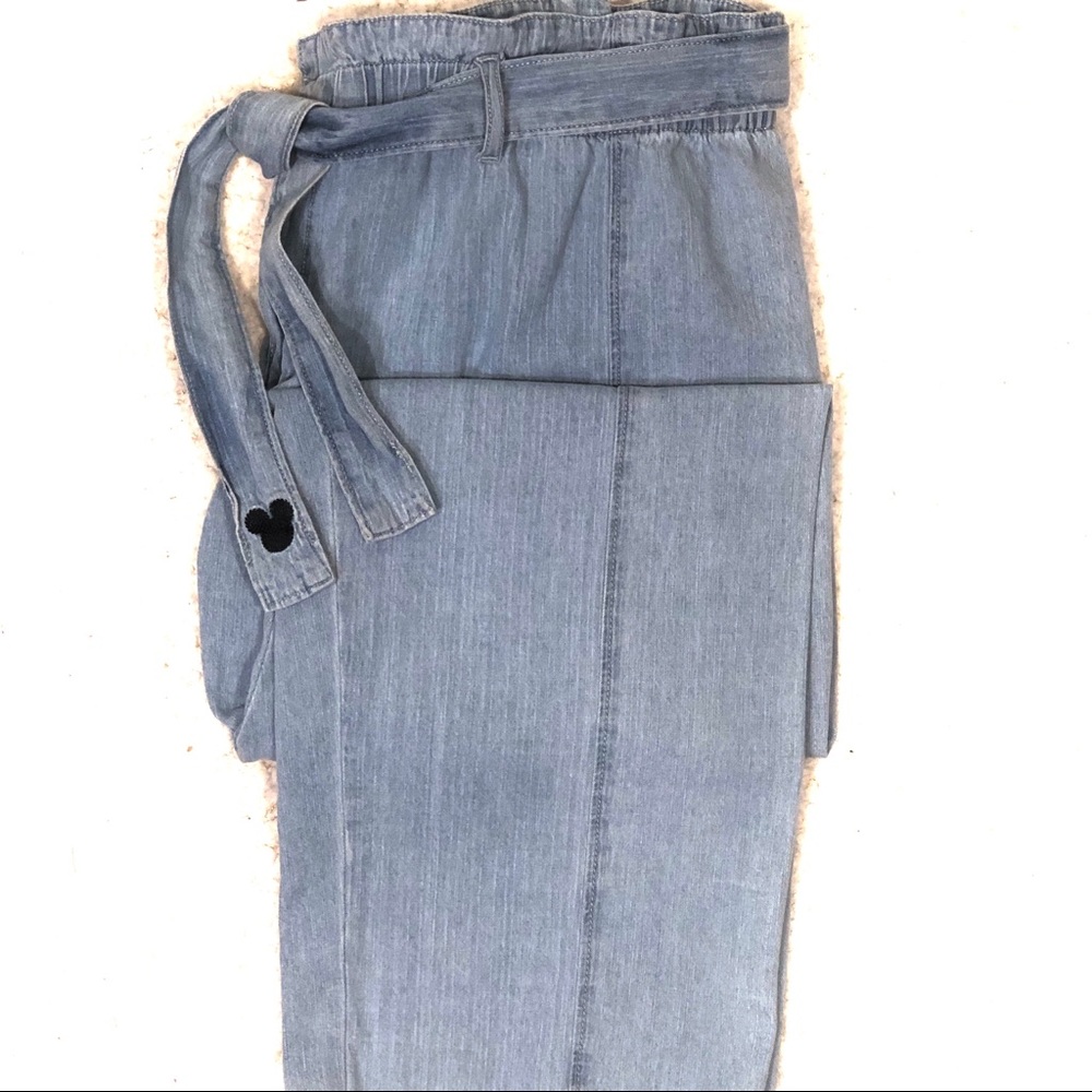 Junk Food Mickey Mouse Chambray Pants w/ Tie Belt